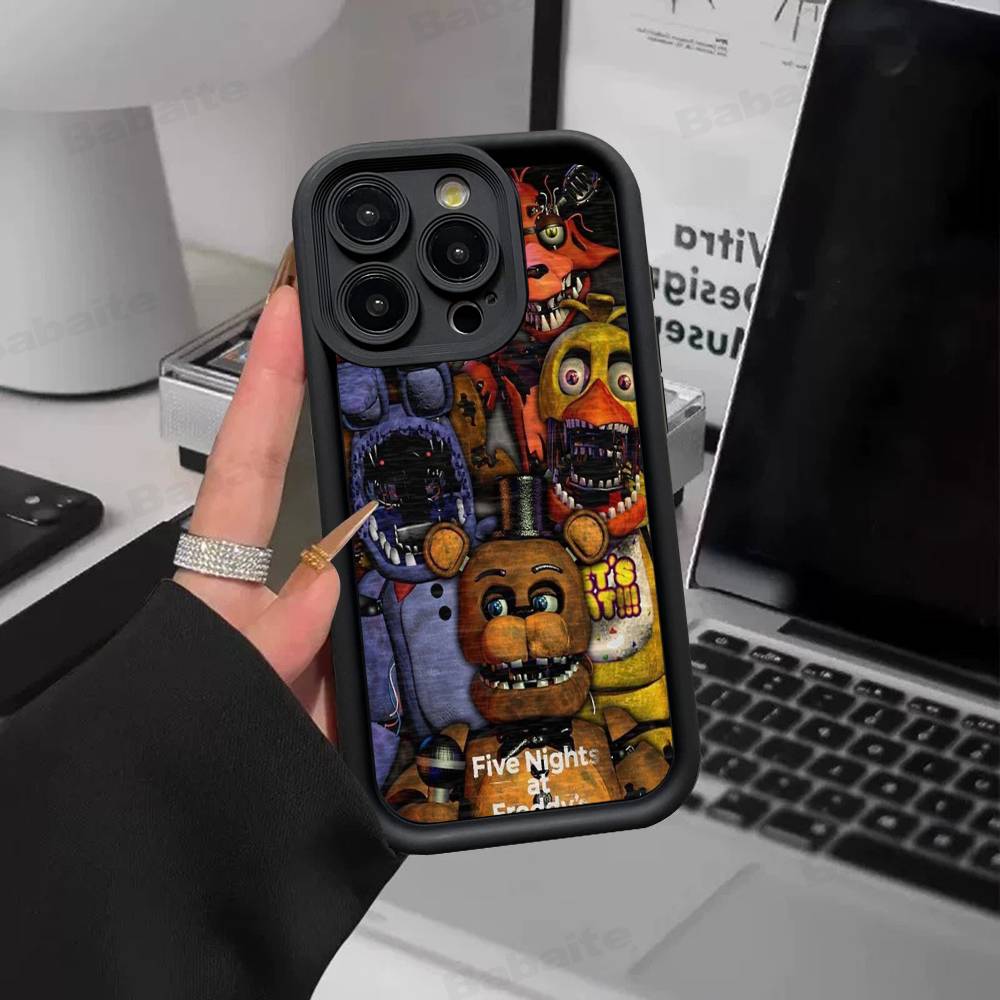 F-FNAF Пять ночей с Фредди Силиконовый Мягкий Чехол Для Телефона Для iPhone 17 16 15 14 Plus 13 12 Mini 11 Черный Чехол
