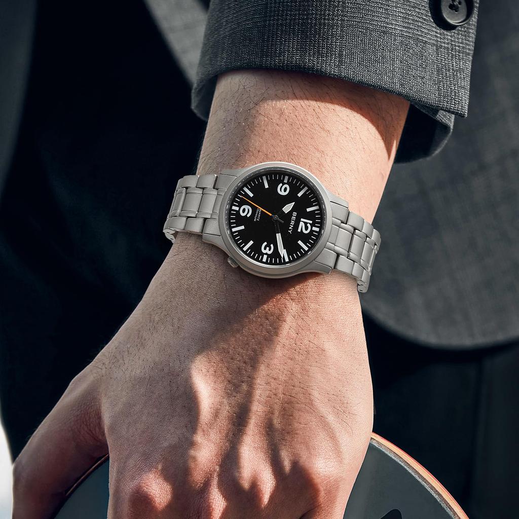 BERNY титановые часы мужские часы часы японский кварцевый механизм Sweep Seconds VH31 5ATM водонепроницаемые аналоговые кварцевые часы супер светящееся сапфировое стекло мужские