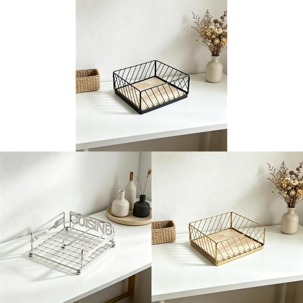 Iron Napkin Holder With Geometric Design For Dining Room And Cafe Decor