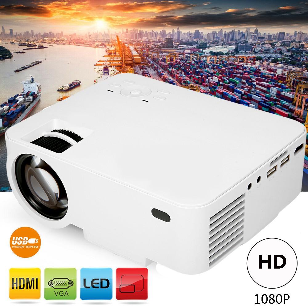 Full HD 1080P LED Projector 176'' Display Supported Portable 7000 Lumens Multimedia LCD Lamp Life Compatible with TV