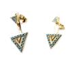 Les Trésors De Lily [N6249] - Gold Plated 'Navajos' Turquoise Gold Earlobes (triangles) - 15x9 Mm