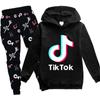 Спортивный костюм Tik Tok, детские штаны с капюшоном и принтом логотипа tiktok, комплекты из 2 предметов, комплекты одежды для маленьких мальчиков, наряды для маленьких девочек
