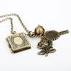 Movie Jewelry Magic Flower Necklace Rose Book Pendant His Beauty/Her Beast Valentines Day Fairy Tale Victorian Gift