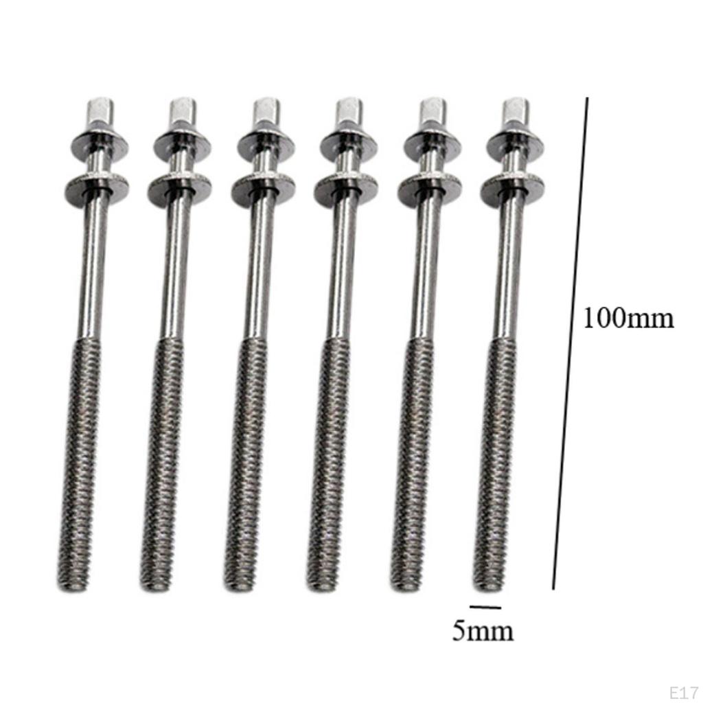 6 Pieces Drum Tension Rods Lug Bolts Screws for Percussion