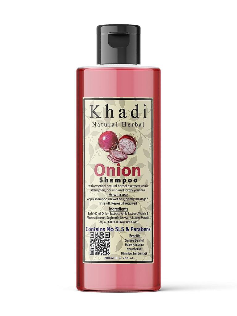 Khadi Натуральный Травяной Луковый Шампунь Для Роста Волос | Шампунь Для Контроля Перхоти и Выпадения Волос С Экстрактом Амлы, Алоэ Вера и Витамином Е Сила Hai