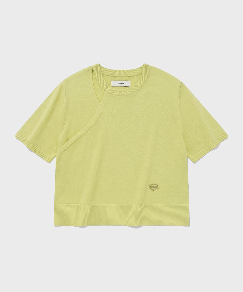 FALLETT Cutout Short Sleeve Knit Lime