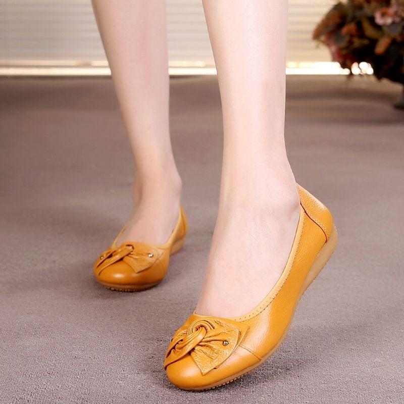 Genuine Cowhide Soft Sole Women's Flat Shoes - Non-Slip Nursing & Maternity Footwear