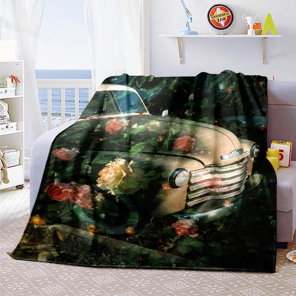 1PC Tractor Farmhouse Scene Blanket Soft Comfortable All Seasons Suitable Sofa Office Travel Festive Gift