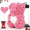 Rose Bear Handmade Bear Rose Bear Teddy Bear Gift for Mothers Day Valentines Day Anniversary Bridal Showers Weddings with Clear Gift Box 25cm