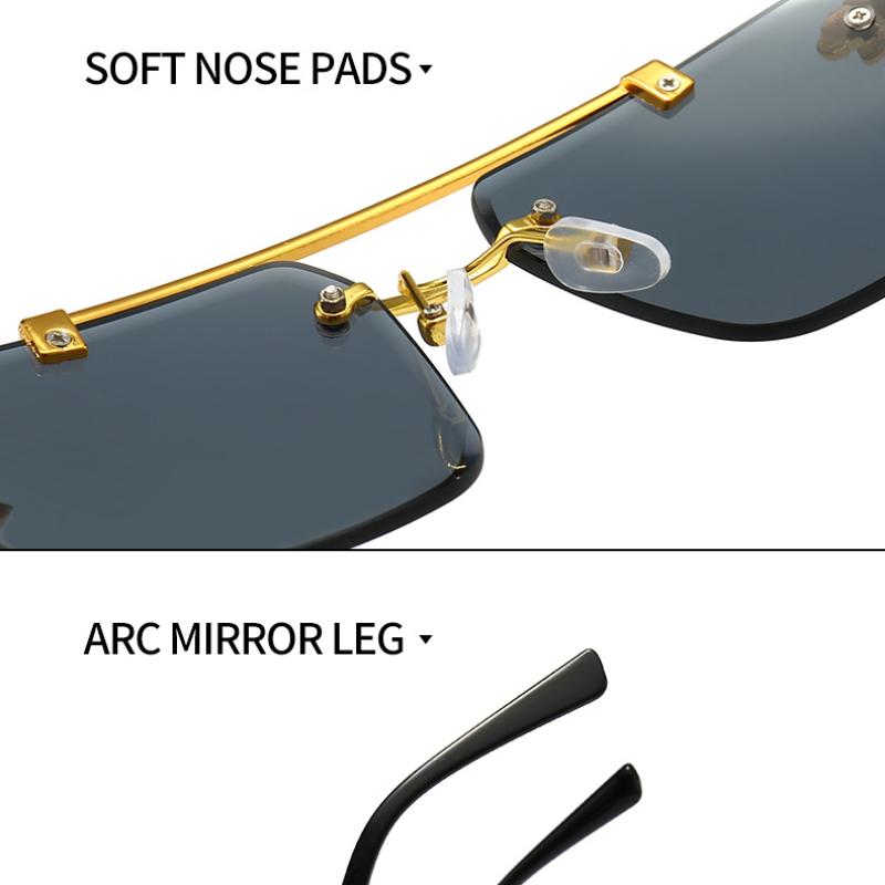 Винтажные солнцезащитные очки без оправы для мужчин и женщин, модные большие квадратные очки, новые солнцезащитные очки с двойным мостиком и градиентом UV400