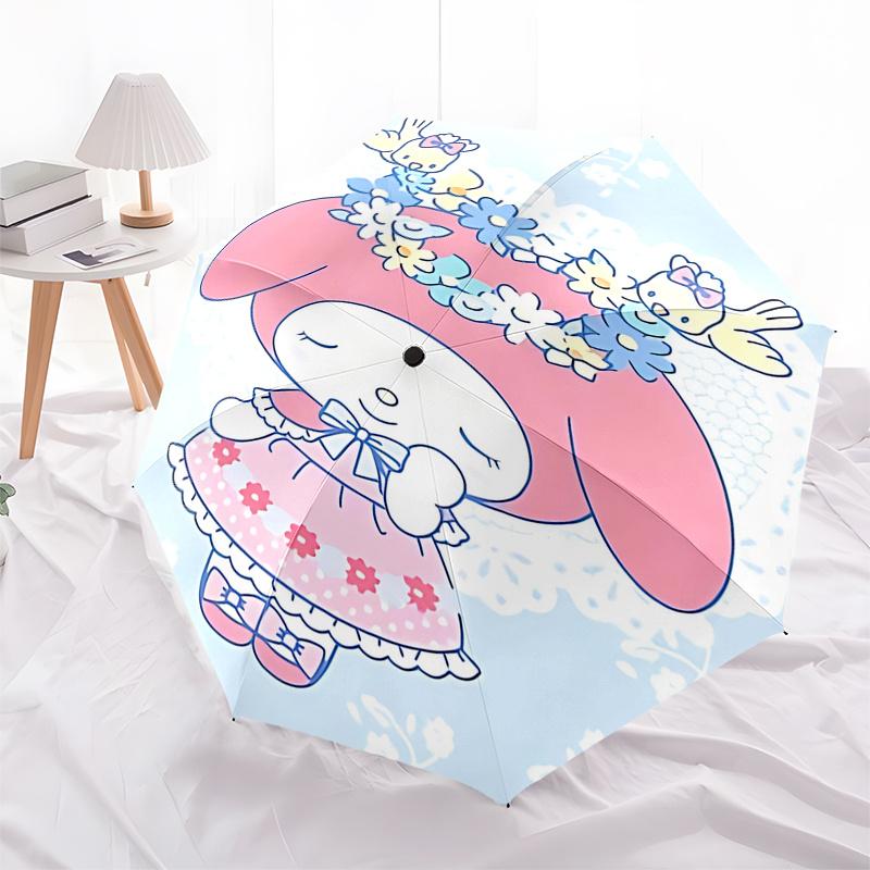 1pc My Melody Automatic Opening Folding Umbrella - Portable 3-Fold Design with Iron Frame, Perfect for Festivals, Travel, Daily Use, and Gifts.D076