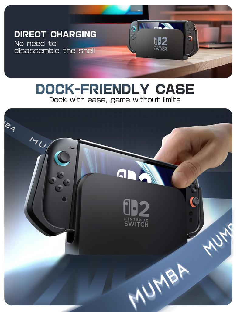 Mumba Nintendo Switch 2 Case with TPU Protective Dockable Accessory for Nintendo Switch and Controllers Grip, Cover, Joy-Con [Blade Series]