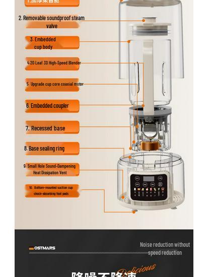 OSTMARS Silent Soy Milk & Food Processor: No-Cook, No-Filter, Residue-Free, Fully Automatic, Wall-Breaking Multifunctional Machine.