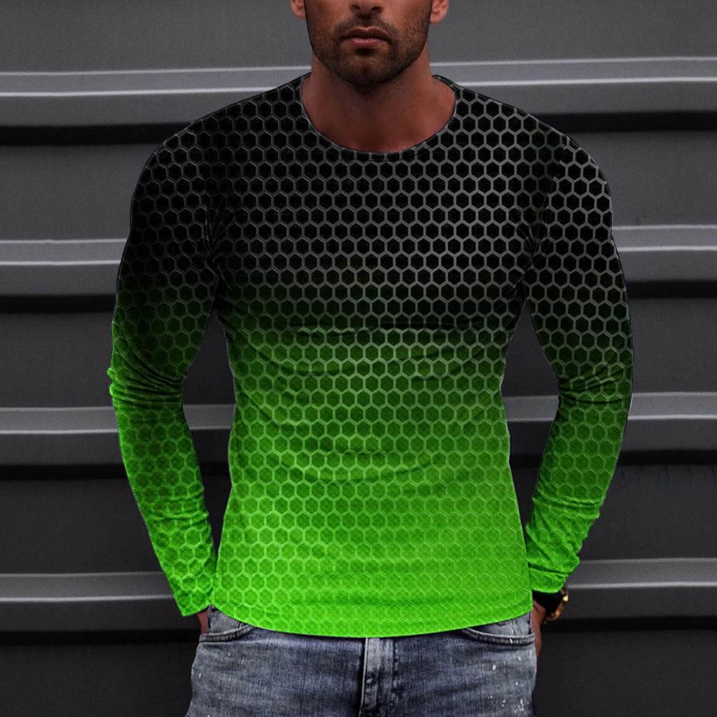 Муж. Футболка Круглый вырез Одежда Одежда На открытом воздухе Длинный рукав С принтом Модельер Винтаж