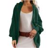 Women's Hoodie Cardigan Sweater Casual Fashion Solid Color Plain Long Sleeve Hooded Cardigan Jacket Coat Outerwear