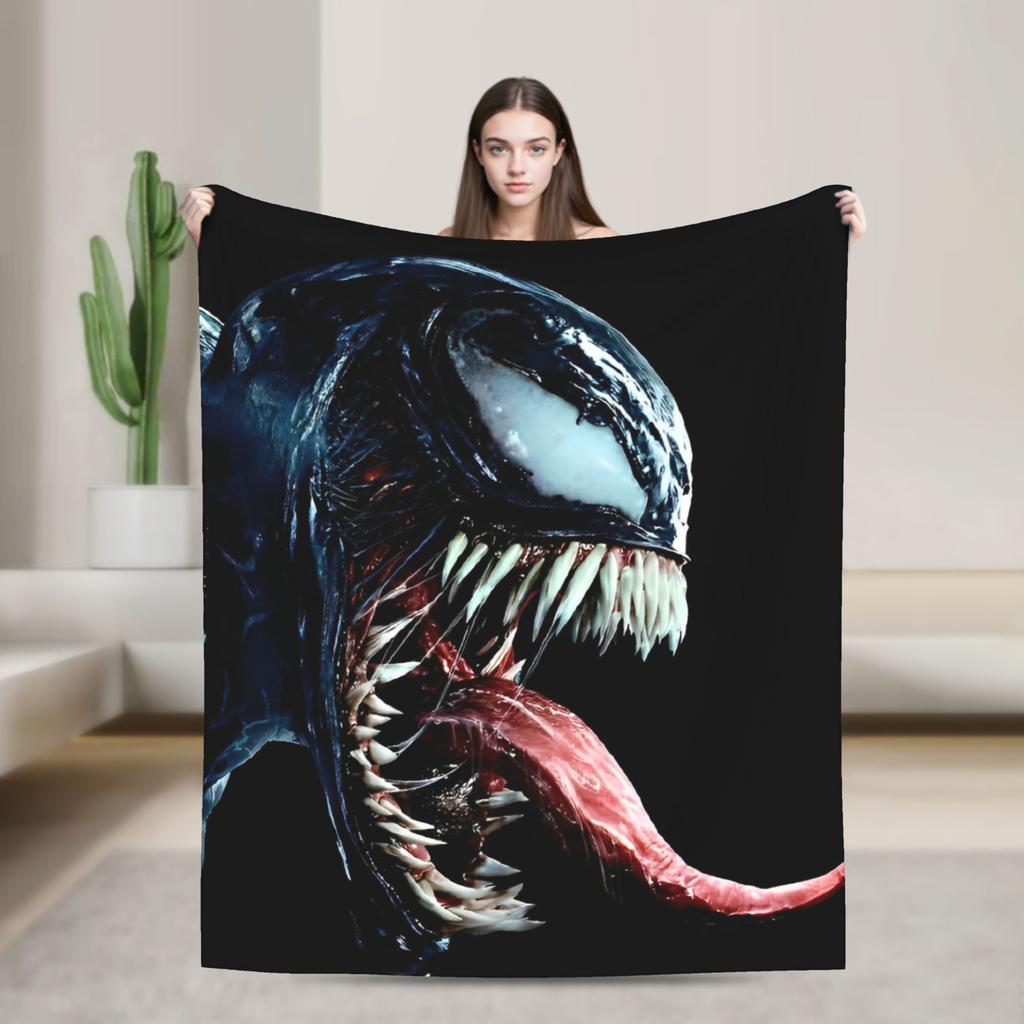 Venom cartoon Blanket  Travel Office Flannel Throw Blanket For Couch Chair Sofa Bed Soft Design Quality Bedspread Gift
