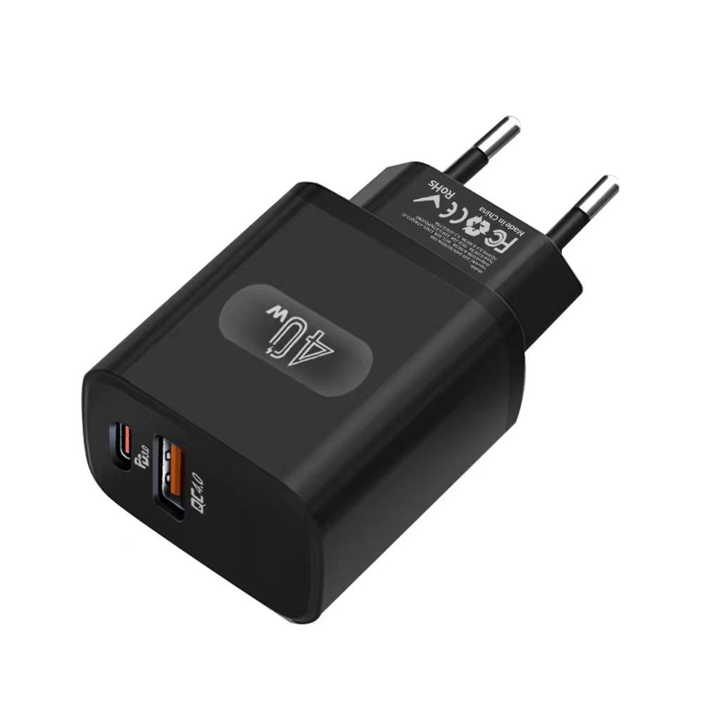 Сетевое зарядное устройство USB C 40 Вт, двойной порт 20 Вт PD 3.0 Type C QC 4.0, блок быстрой зарядки, прочный адаптер питания для iPhone Samsung Xiaomi
