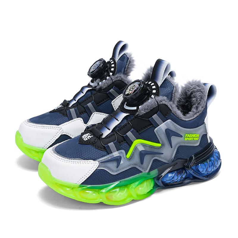 Осенне-зимние кроссовки унисекс, детская хлопковая обувь, кроссовки из искусственной кожи, непромокаемые бархатные теплые ультра-легкие зимние кроссовки для мальчиков