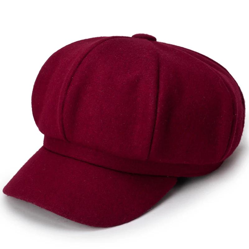 Woolen Solid Color Beret Fashion Outdoor Cotton Hat Autumn and Winter Windproof Hats Men's and Women's Universal Caps