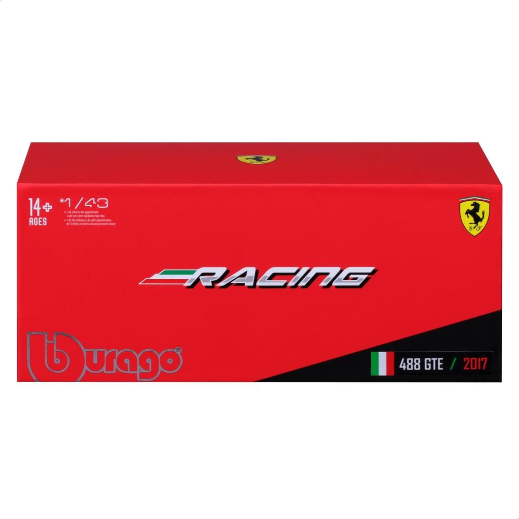 Bburago Scale Ferrari 488 GTE 2017 Red Race Sports Car Diecast Model Car Finished Product 4893993363018 1/43 #62 /