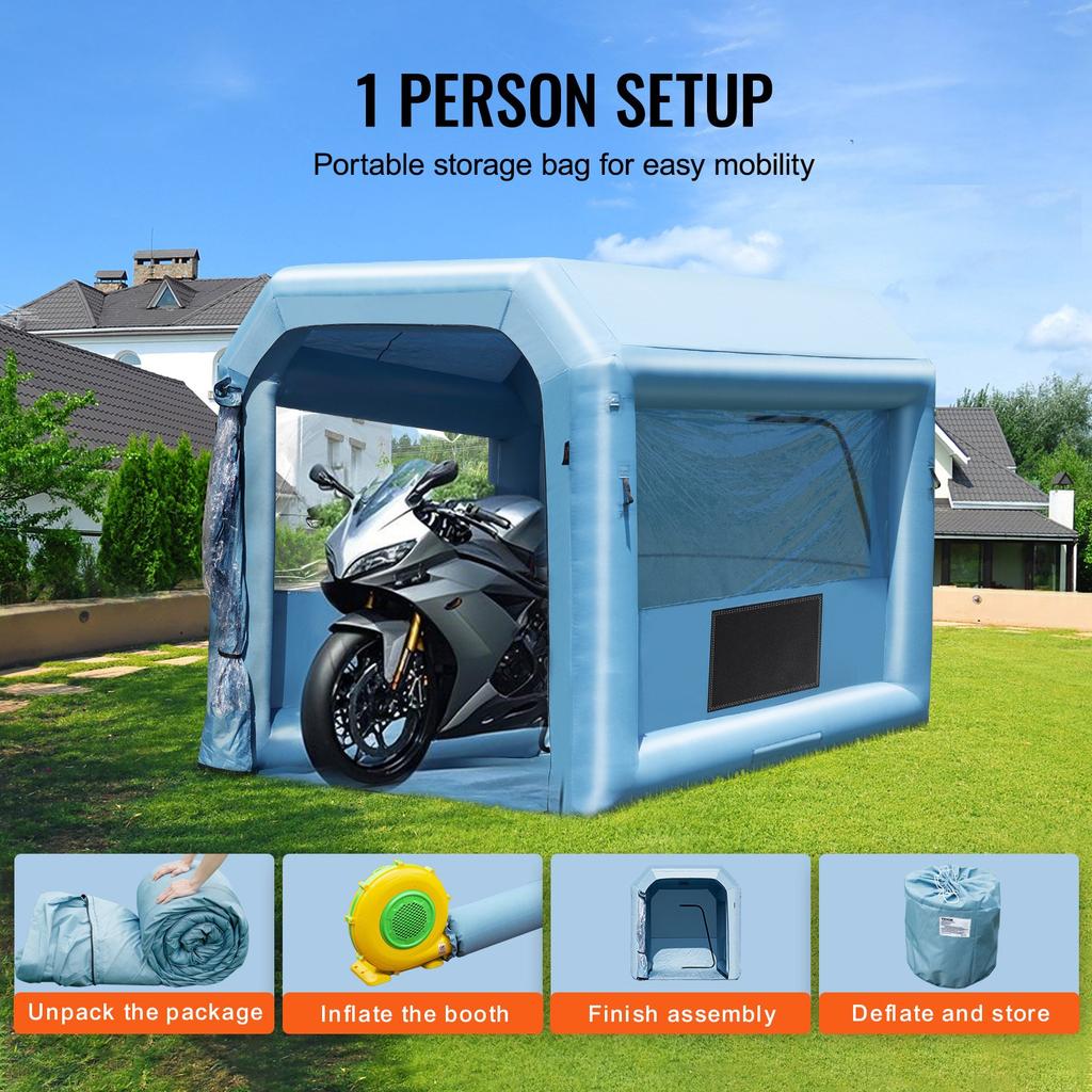 VEVOR Inflatable Paint Booth, 9.8 x 8.2 x 8.2 ft/3 x 2.5 x 2.5 m Inflatable Spray Booth, with 550W Powerful Blower and Air Filter System