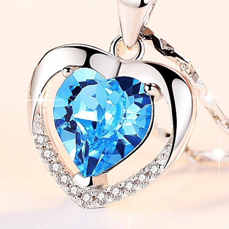 Pendant Necklace, Clavicle Chain Pendant Female Japan and Korea, Birthday Simple Diamond Loving Girlfriend Valentine's Day Gift