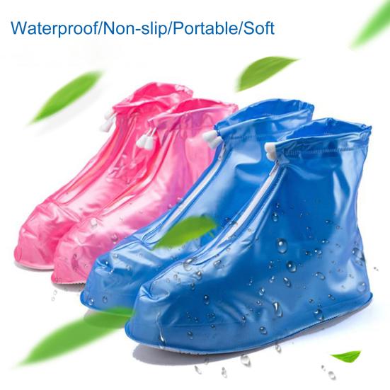 1 Pair PVC Rain Shoe Covers Zipper Closure Convenient Women Shoes Boots Overshoes