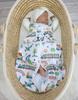 Cotton rounded sleeping bag for children S 0-6 months summer TOG 1.0 - turquoise train