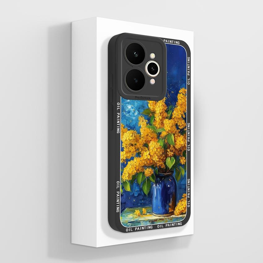 Для Oppo Realme 15 C71 C65 C53 C51 A5 A5x Reno11 14 Pro Чехол для телефона Красивый узор «Золотой лотос» Пылезащитный Прочный чехол Для Oppo Силиконовая мягкая накладка