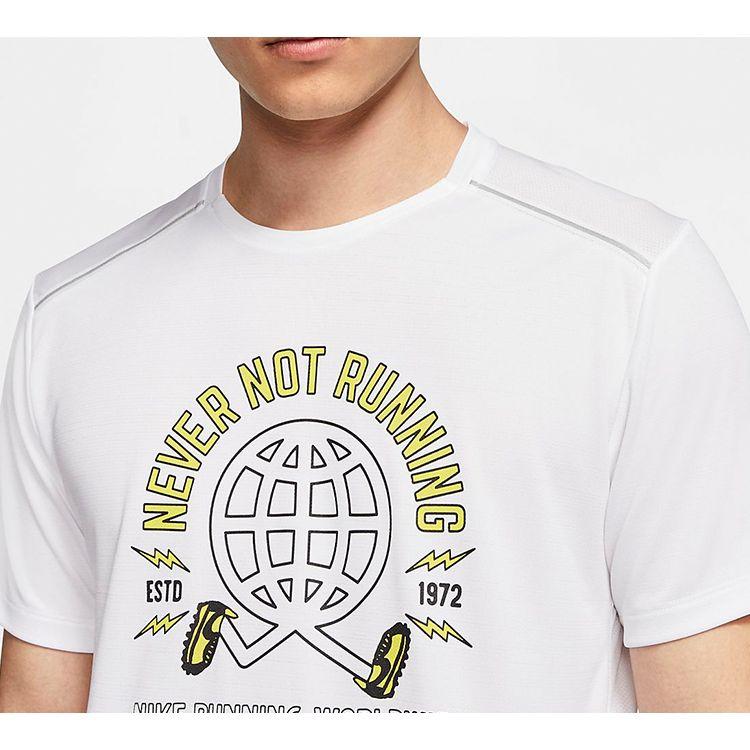 Nike Футболка с короткими рукавами и принтом Miler Wild Run Elemental, мужские топы, белые CJ5404-100