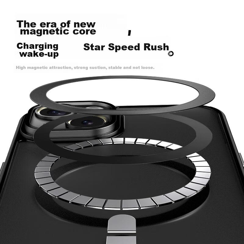 IPhone 13 Case, Apple 13 Protective Cover with Magnetic Wireless Charging, Frosted Anti-Drop Lens Full Protection Soft Edge Case, Midnight Black