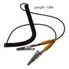 Black Anti-Static ESD Grounding Cable 2mm with Double Alligator Clip Claw Coiled Cord
