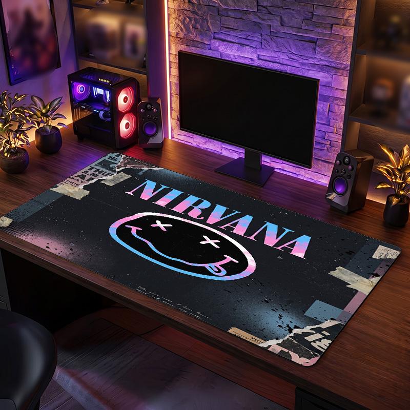 Nirvana Print Large Mouse Pad Smooth Surface Anti?Slip Desk Mat For Gaming Office Laptop Decoration