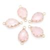 1Pc Small Natural Stone Healing Crystal Connector, Teardrop Shape Golden Edge Pendant Connectors for Jewelry Making DIY Necklace Accessories 16x26 Mm