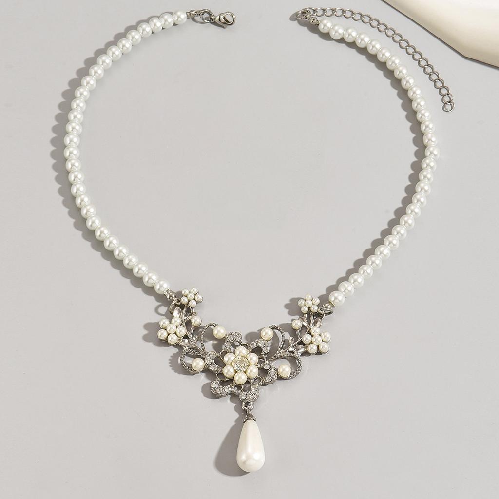 Винтажное элегантное ожерелье из жемчуга в американском стиле, инкрустированное цирконом, серьги с дизайном цветущей сливы, набор ожерелья