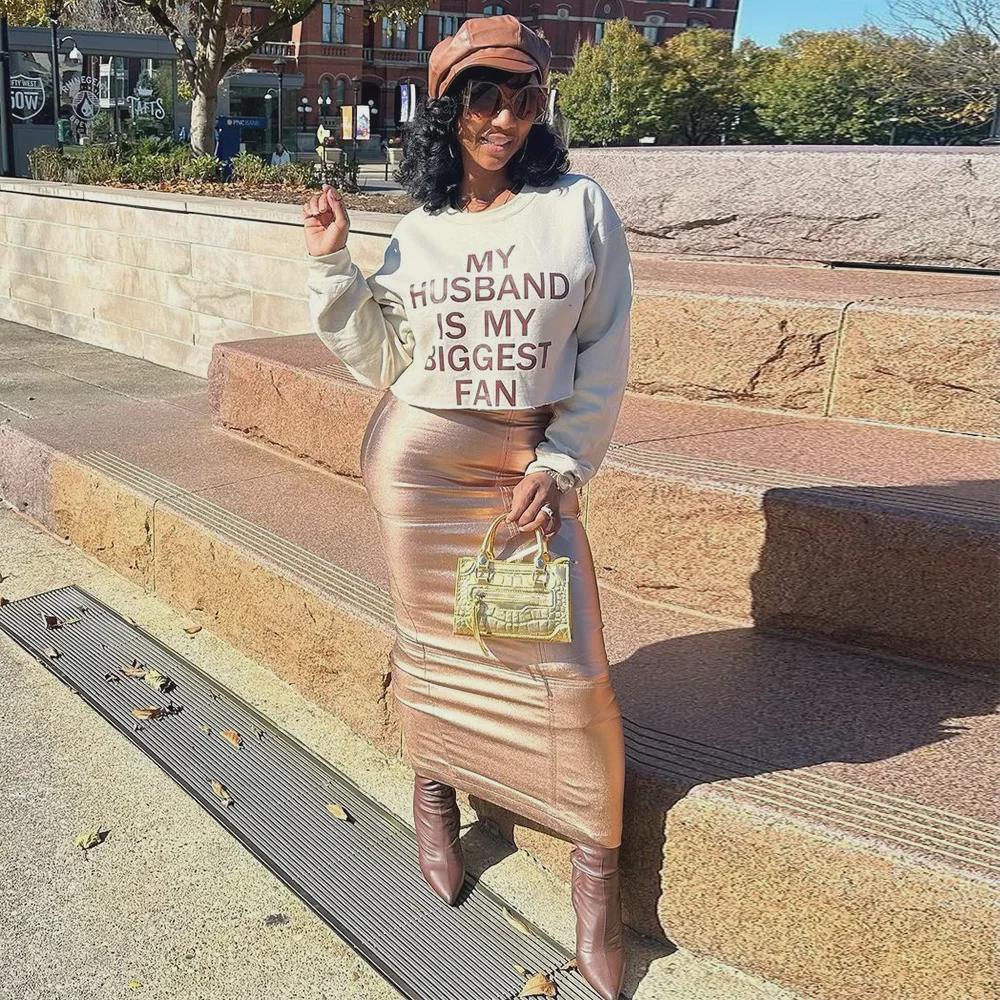 2024 Осень Slim Fit Прошитая PU Кожаная Юбка С Разрезом