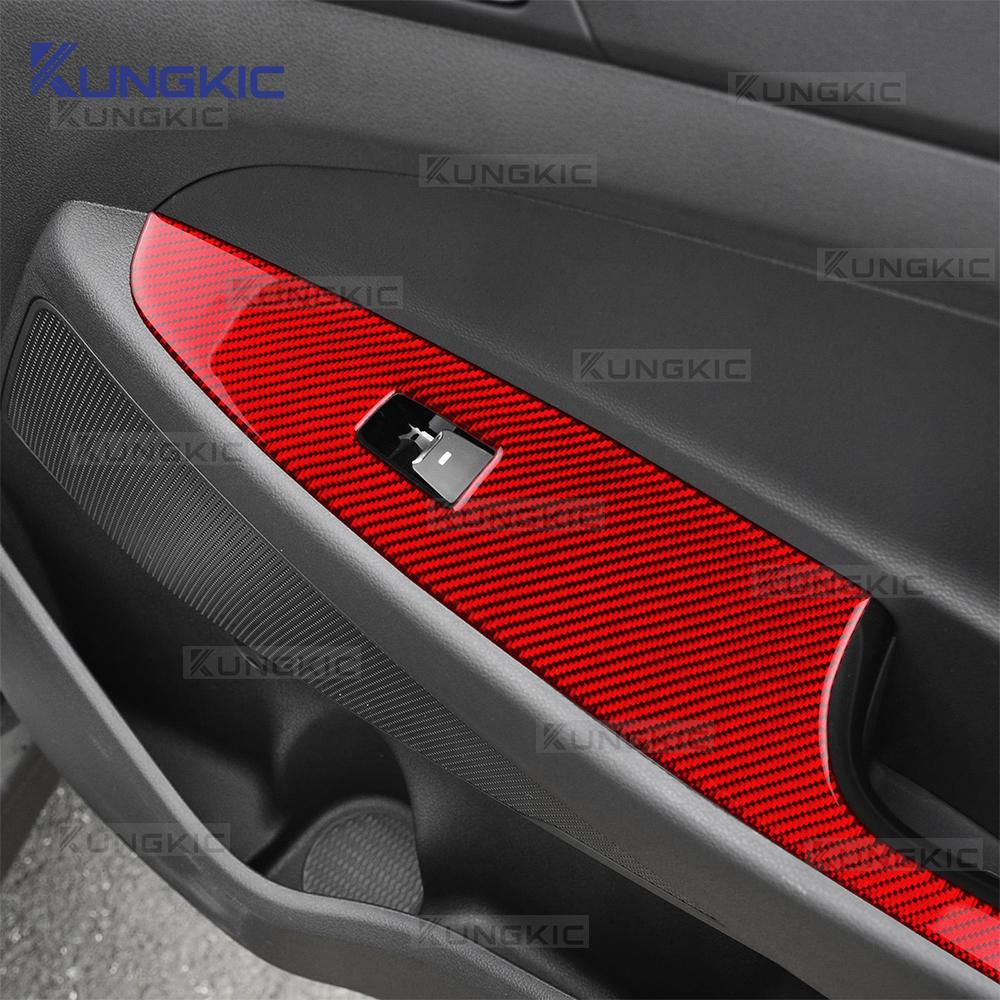 Настоящая мягкая карбоновая наклейка для Hyundai Tucson TL/TLE J6 2015 2016 2017 2018 2019 2020 Панель подъема окон автомобиля Внутренняя отделка