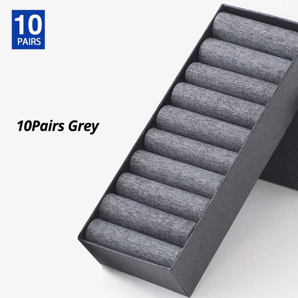 Black 10Pairs/Box Breathable Summer Business Men's Socks Stocking Middle Tube Mercerized Socks