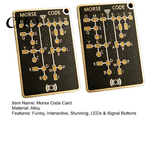Portable Morse Code Trainer Card, Professional PCB Style Electronic Learning Tool with Interactive Tutor LEDs & Signal Buttons, Pocket-Size Telegraph