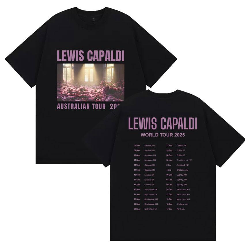 Lewis Capaldis World Tour 2025 Summer Graphic 100 Pure Cotton Printed Tshirt Men Women Casual Oversized Fashion Clothing Y2k