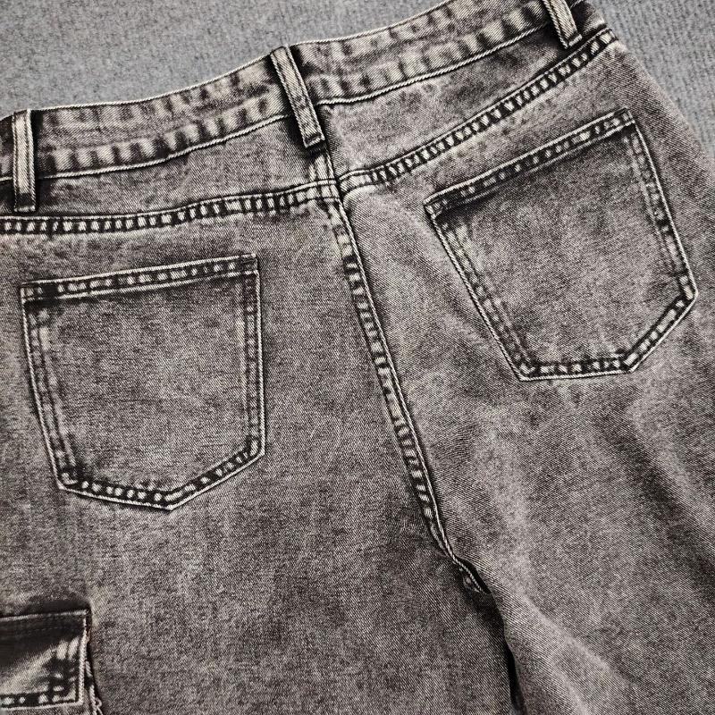 European and American casual loose high waisted straight leg multi pocket design, street style personalized women's jeans
