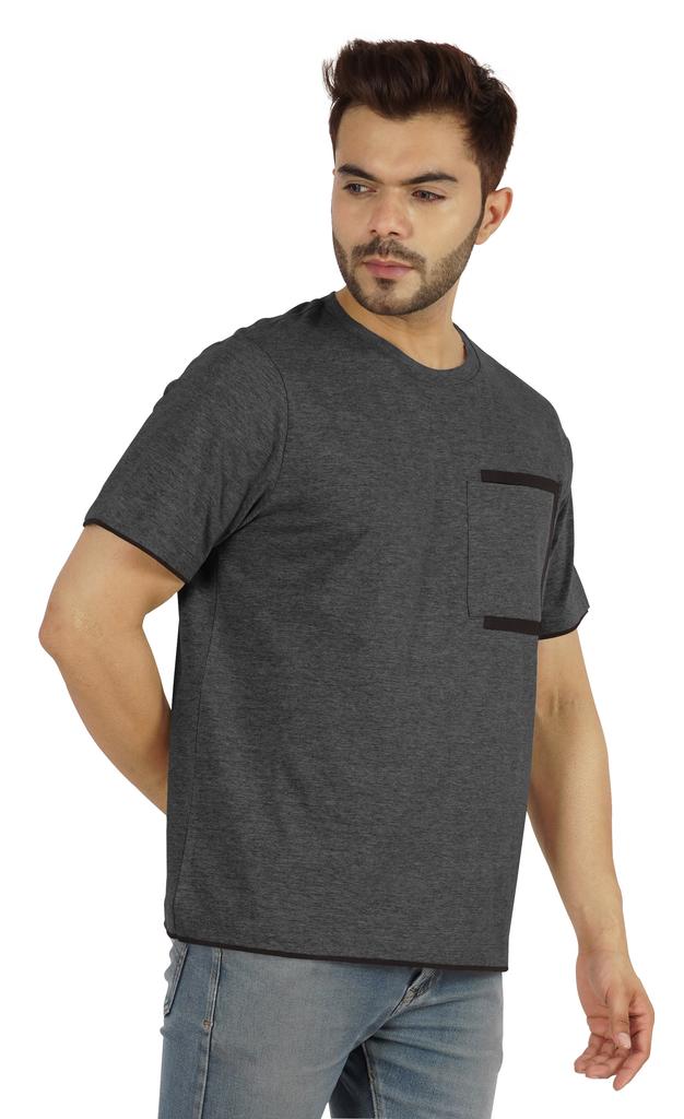 Inkmeso Мужские футболки с круглым вырезом, повседневные базовые рубашки с коротким рукавом и накладным карманом