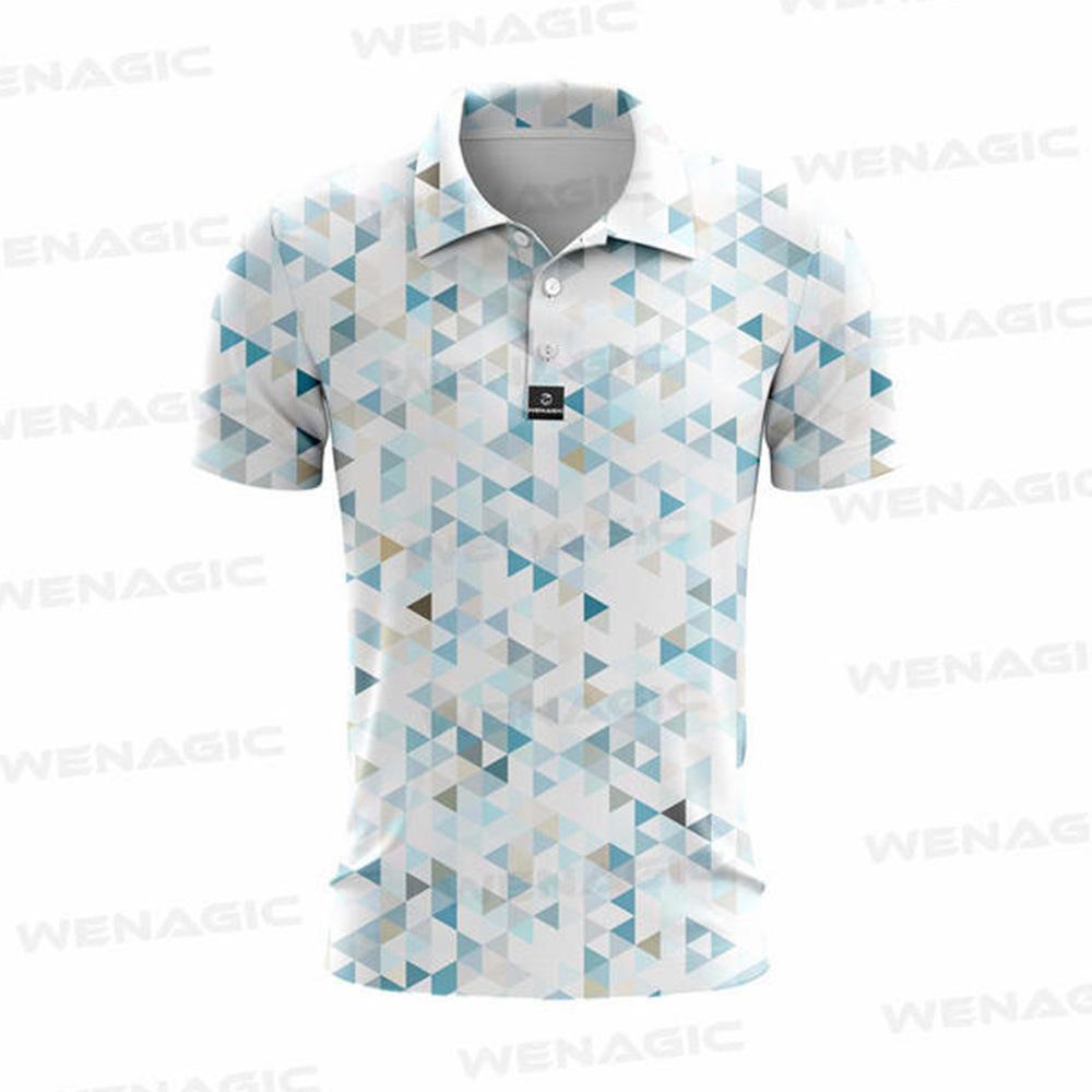 Golf polo shirt diamond pattern polo shirt summer short sleeve t-shirt quick drying breathable