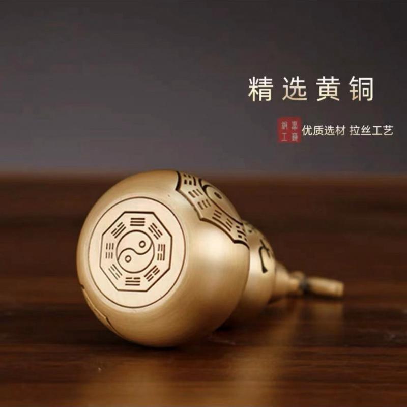 Yellow Ornaments Open Cover Hollow Gossip Copper Gourd Large Lucky Pendant Home Living Room Decorations