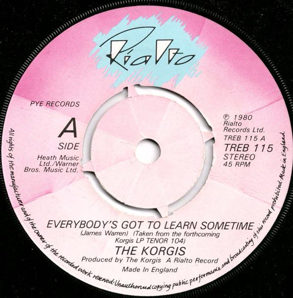 7-дюймовая пластинка KORGIS Everybodys Got To Learn Sometime TREB115 Rialto 1980 UK Pop Б/у