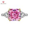 Simulation Pink Tourmaline Vintage Ring Open Tune Zircon Square Ladies Ring Boutique Jewelry