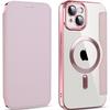 iPhone 13 Flip Case, RFID Wallet MagSafe with Camera Protection, Pink