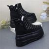 Fashion Small Tall with 12cm Height Increase Female Side Zipper with Muffin Thick Sole Casual Suede Ankle Boots Platform Sneakers