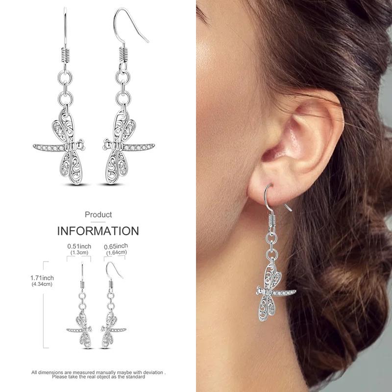 2024 New Earring for Women 925 Silver Sparkling Star Butterfly Heart Tassels Feather Hoop Earrings Engagement Wedding Jewelry