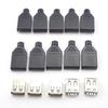 10pcs DIY USB Connector Type A Female USB 2.0 4 Pin Adapter Socket Solder With Black Plastic Cover